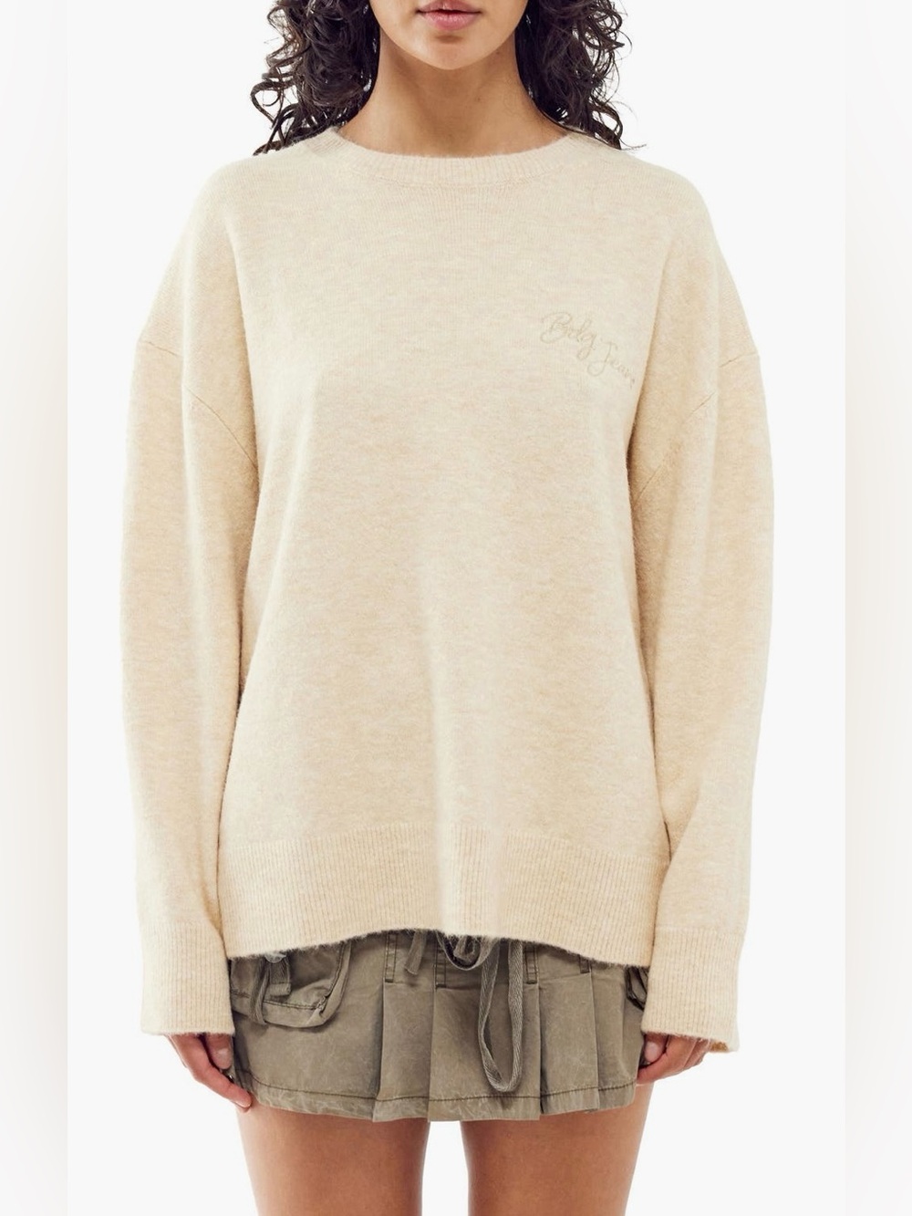 BDG Urban Outfitters Easy Crew Womens Boyfriend Sweater in Ecru
